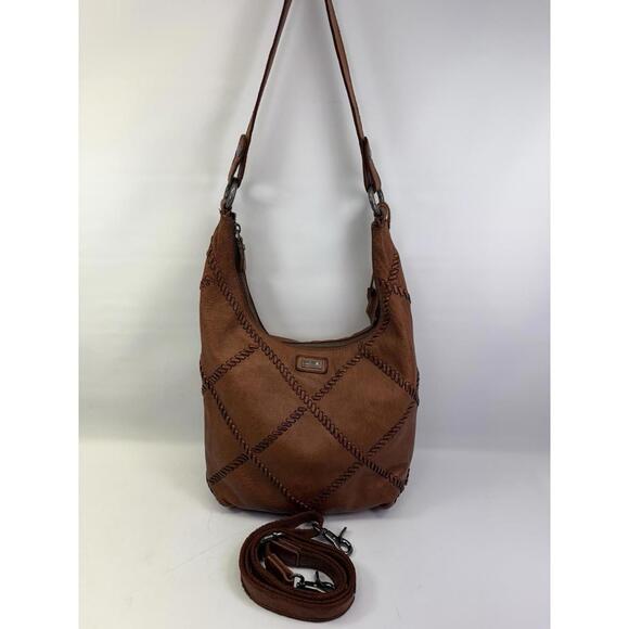 Spikes & Sparrow Brown Leather Hobo Bag Whipstitch Crossbody Handbag Slouchy - Picture 5 of 9